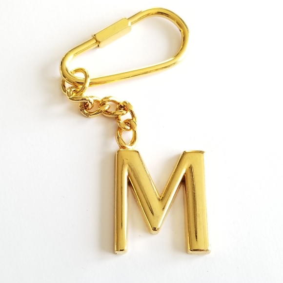 M keychain letter initial key ring gold tone monogram alphabet initial monogram - Picture 1 of 8